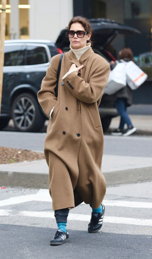 Katie Holmes in Brown Coat in New York, February 2024 5