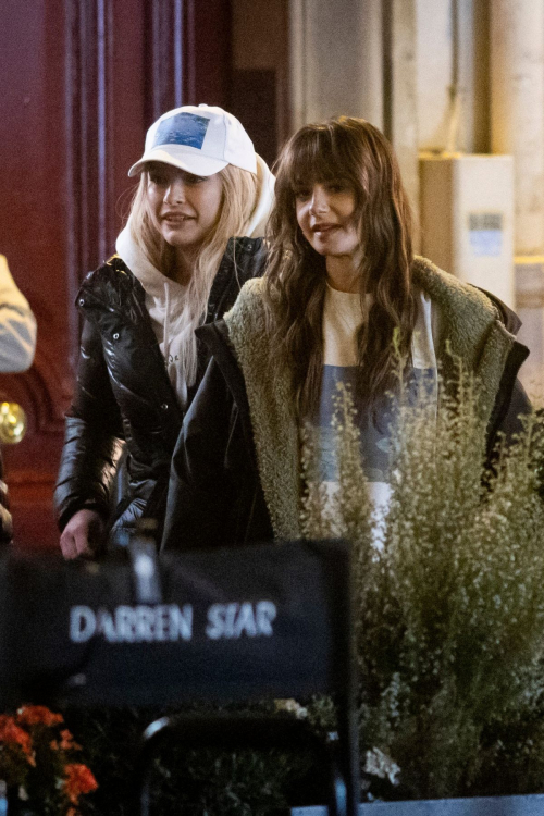 Lily Collins and Camille Razat on Set of Emily in Paris in Paris, February 2024 1