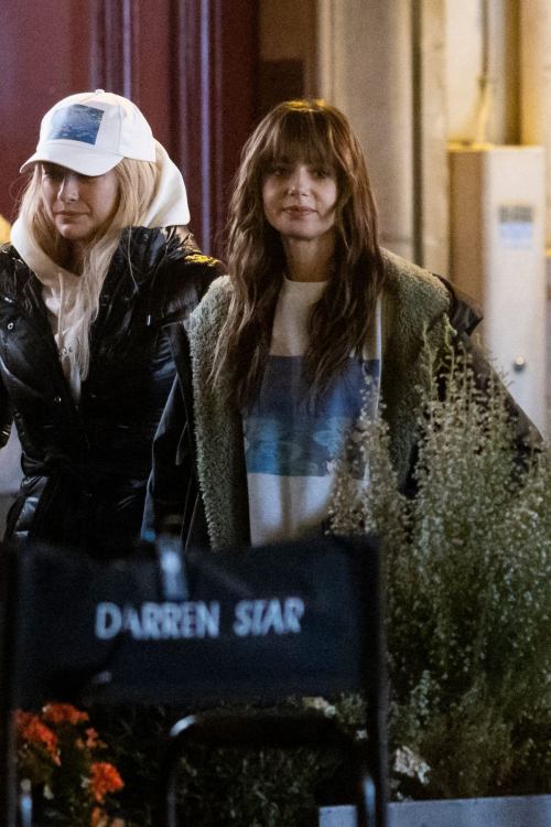 Lily Collins and Camille Razat on Set of Emily in Paris in Paris, February 2024 3