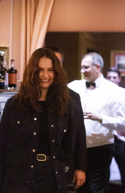 Lily James Out for Dinner in Rome, February 2024