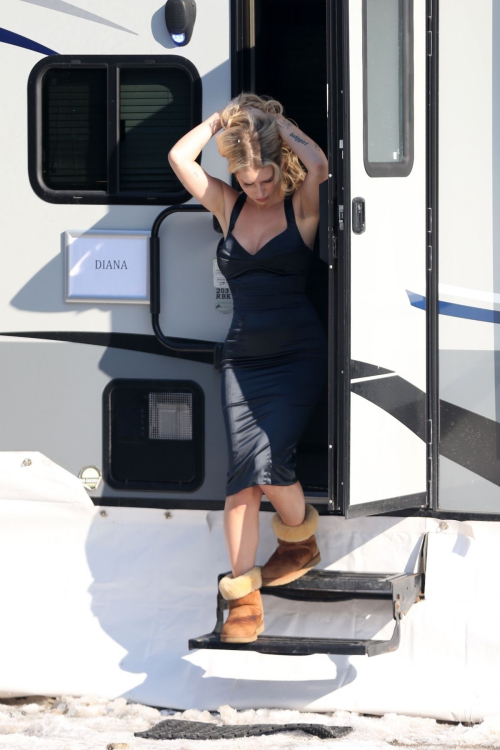 Lottie Moss at Diana Trailer on April X Set in Bucharest, February 2024 4