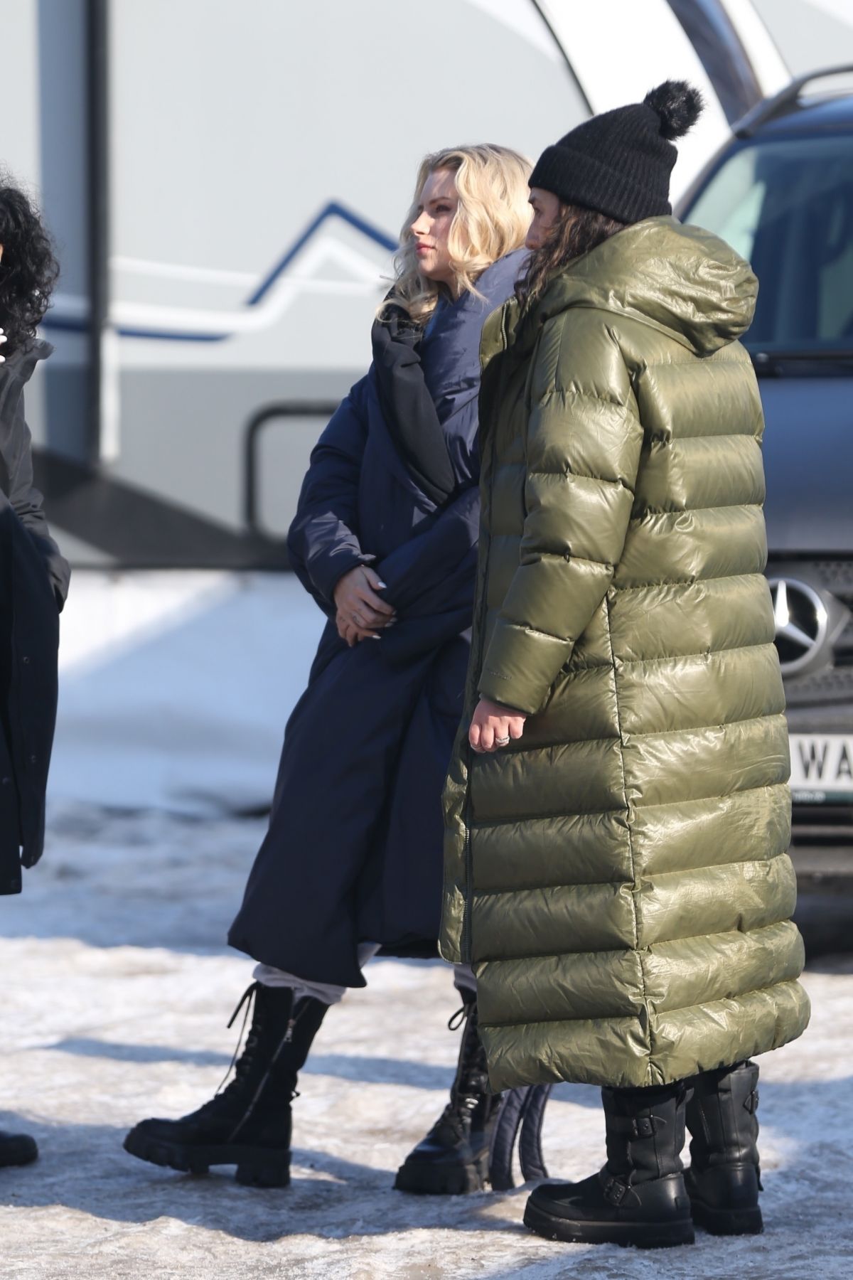 Lottie Moss with Makeup Artist and Wardrobe Assistant in Bucharest, February 2024