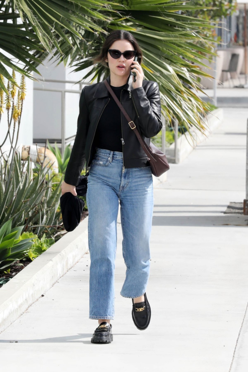 Lucy Hale in Denim and Leather Out in West Hollywood, February 2024 3