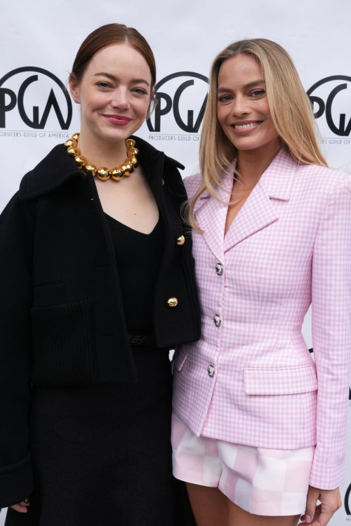 Margot Robbie and Emma Stone at Producers Guild Awards Breakfast, February 2024 2