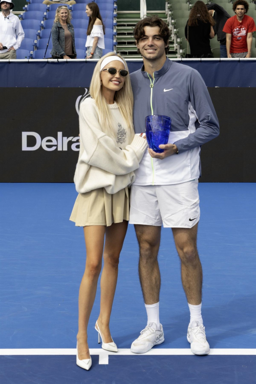 Morgan Riddle Poses with Taylor Fritz After 2024 Delray Beach Open, February 2024