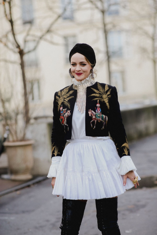 Olga Leffers at Elie Saab Haute Couture Show in Paris, January 2024