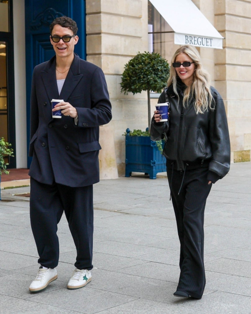 Samara Weaving and Jimmy Warden Out for Coffee in Paris, February 2024