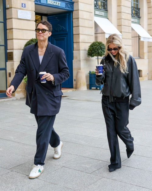 Samara Weaving and Jimmy Warden Out for Coffee in Paris, February 2024 5