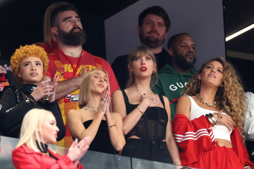 Taylor Swift and Blake Lively at Super Bowl LVIII in Las Vegas, February 2024