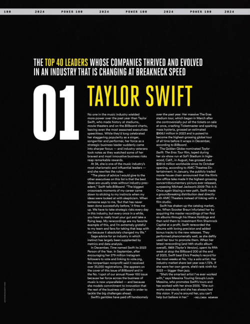 Taylor Swift in Billboard Magazine, January 2024 1