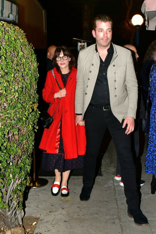 Zooey Deschanel and Jonathan Scott Leave Event in West Hollywood, February 2024