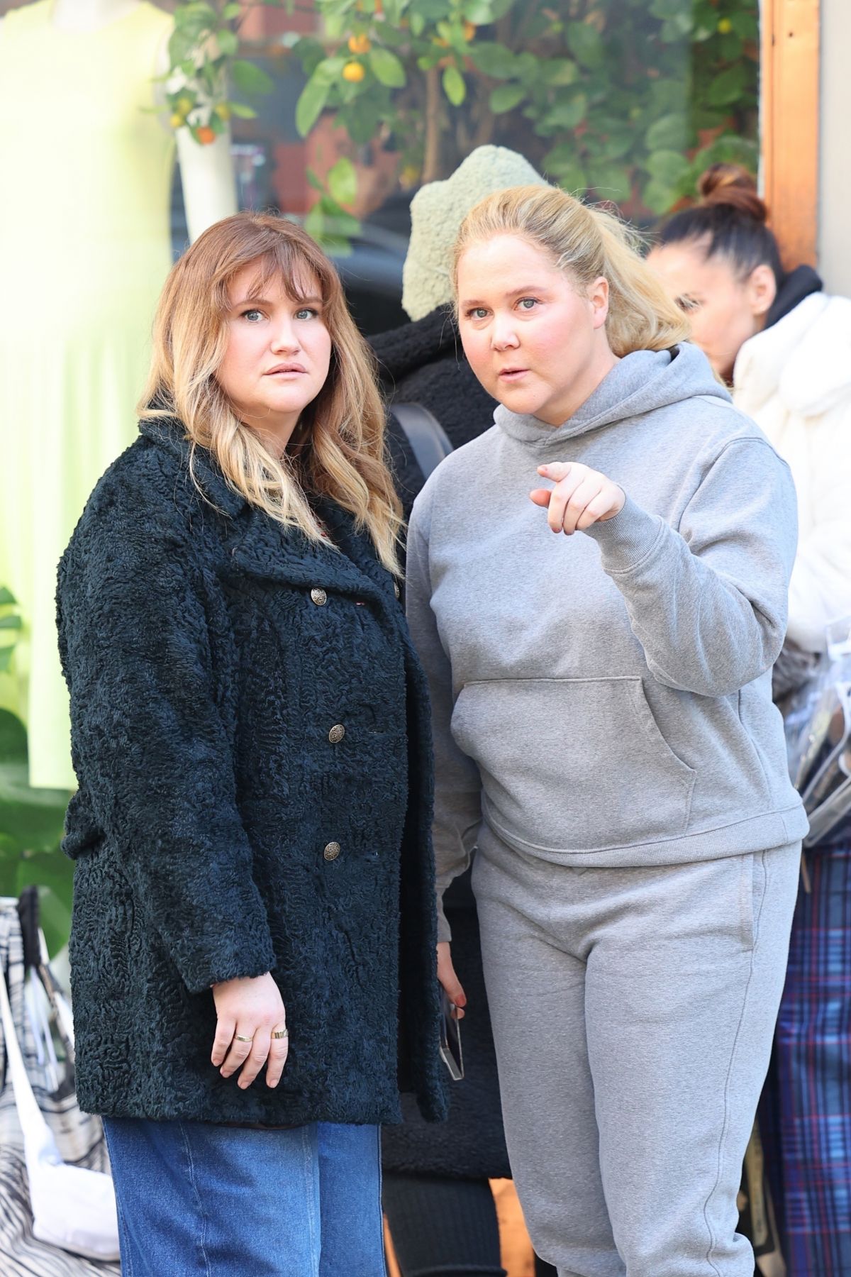 Amy Schumer and Jillian Bell on the Set of Kind of Pregnant in New York, March 2024