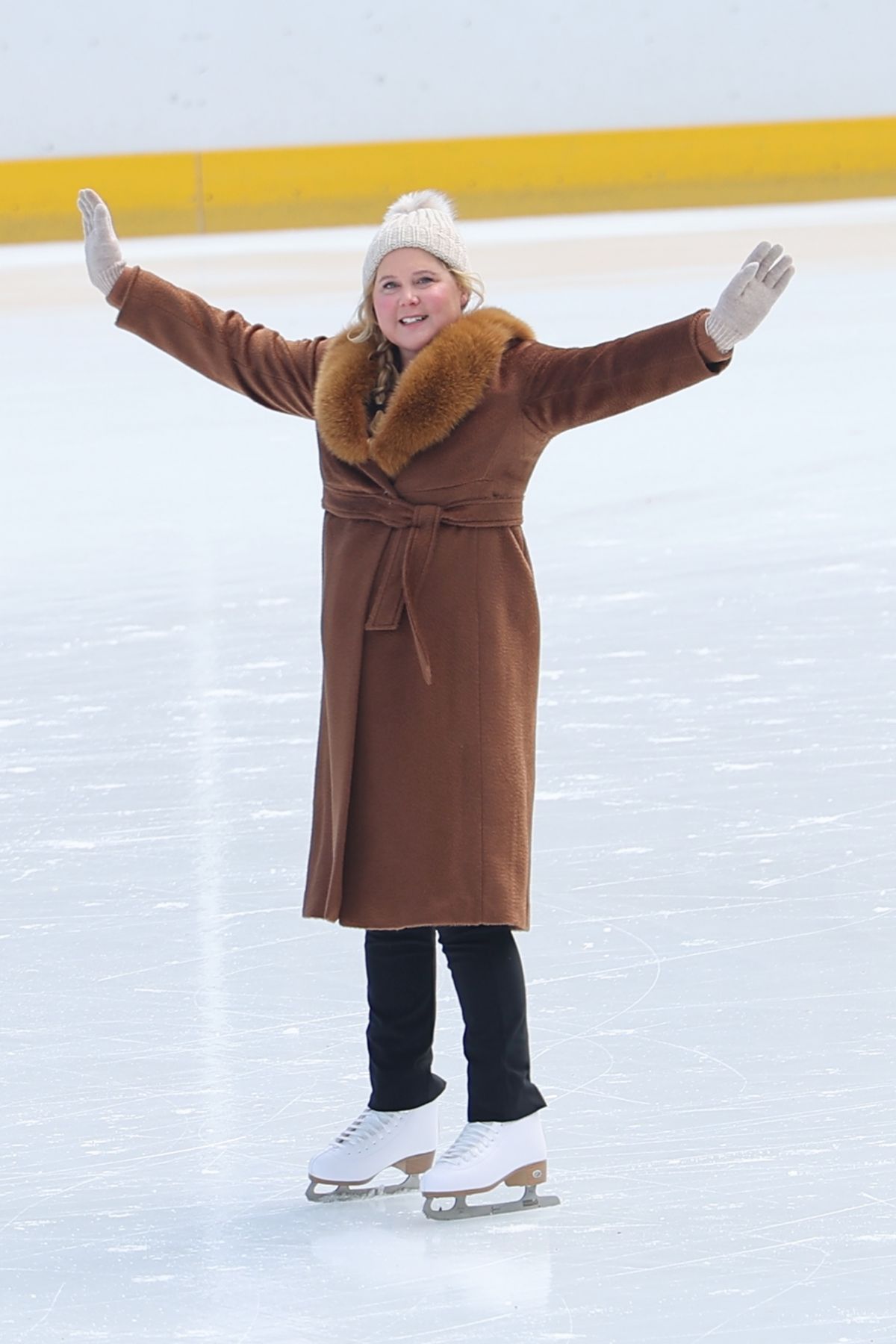 Amy Schumer Ice Skating at Wollman Rink Set of Kinda Pregnant, March 2024