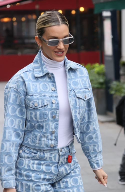 Ashley Roberts in Double Denim Arrives at Heart Radio in London, March 2024 1