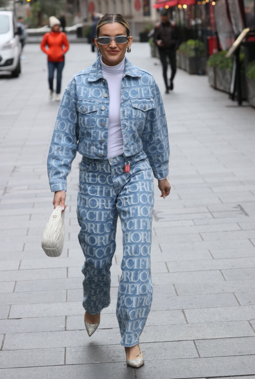 Ashley Roberts in Double Denim Arrives at Heart Radio in London, March 2024 2