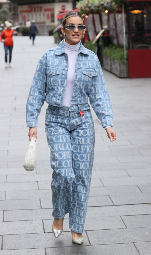 Ashley Roberts in Double Denim Arrives at Heart Radio in London, March 2024 4