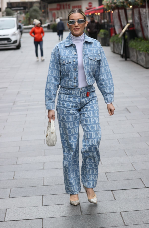 Ashley Roberts in Double Denim Arrives at Heart Radio in London, March 2024 5