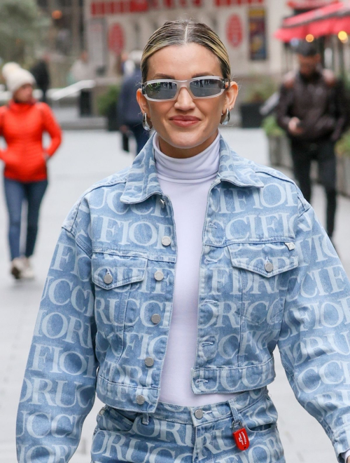 Ashley Roberts in Double Denim Arrives at Heart Radio in London, March 2024 6