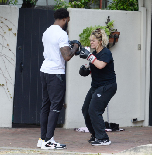 Bebe Rexha Shows off Boxing Skills with Trainer Los Angeles, March 2024 1