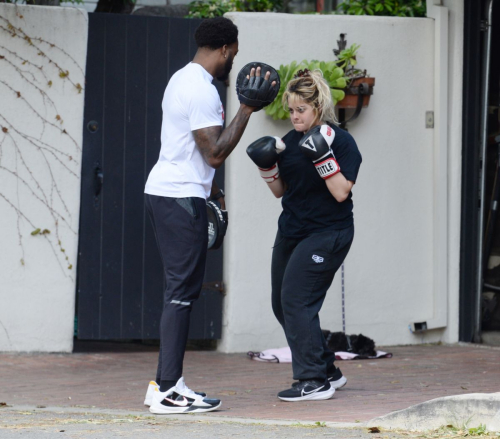 Bebe Rexha Shows off Boxing Skills with Trainer Los Angeles, March 2024 4