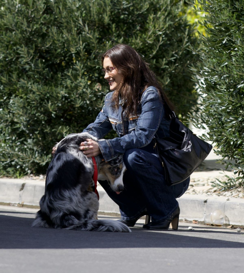 Bella Hadid in Double Denim Out with Her Dog in Los Angeles, March 2024 5