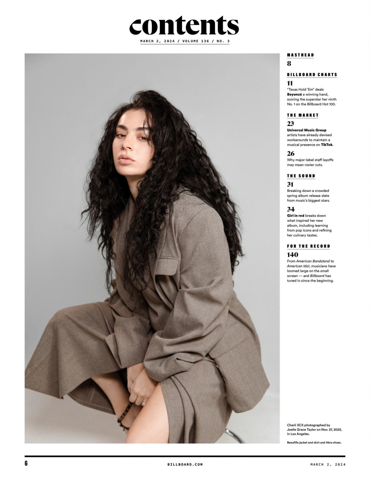 Charli XCX in Billboard Magazine, March 2024