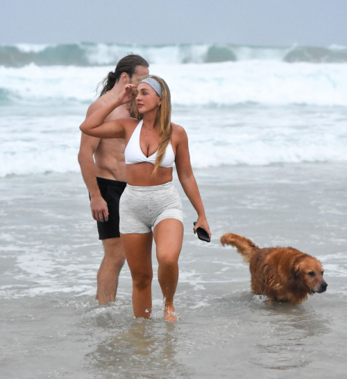 Eden Harper Out with Boyfriend and Their Dog on Gold Coast Beach, March 2024 2