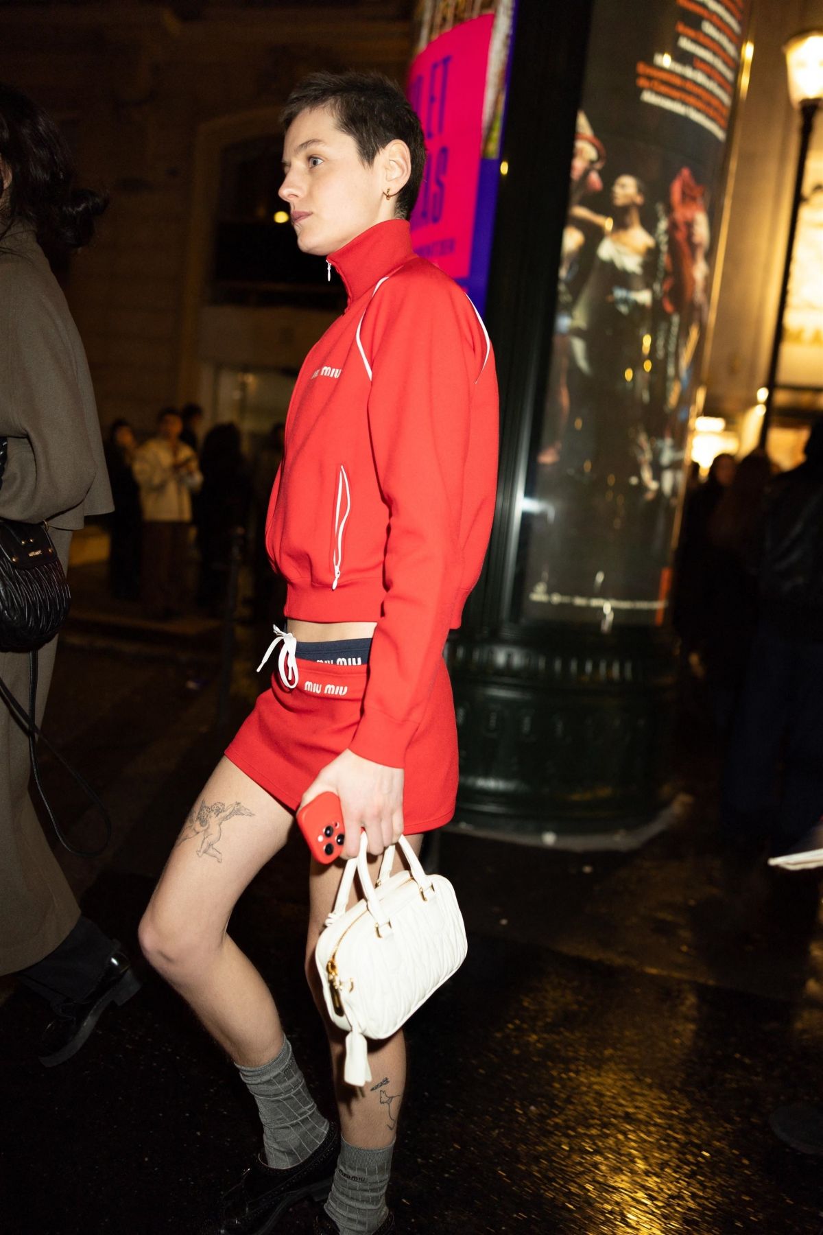 Emma Corrin Leaves Miu Miu Afterparty in Paris, March 2024