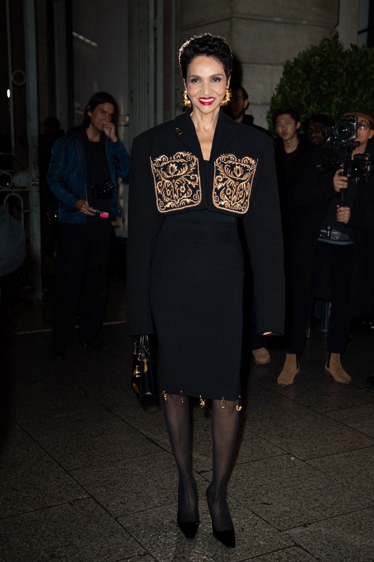 Farida Khelfa at Schiaparelli Show Paris Fashion Week, February 2024