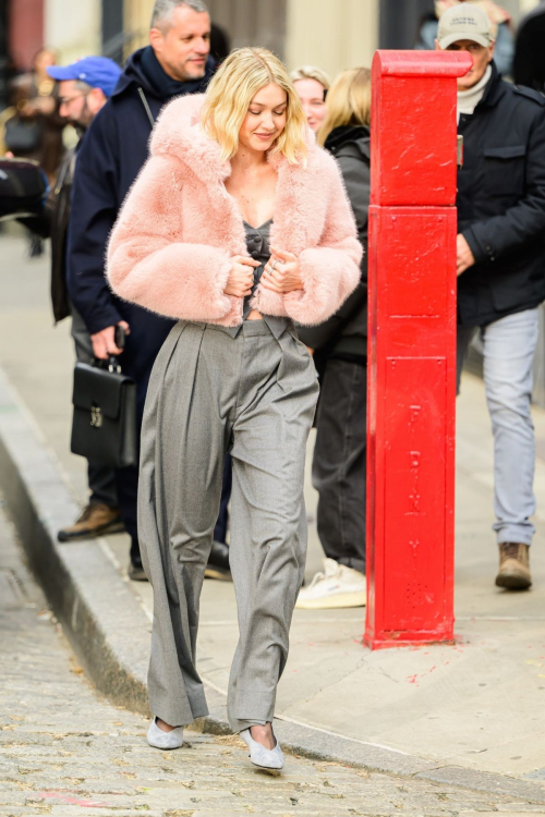 Gigi Hadid on the Set of Maybelline Commercial on Mercer Street in New York, March 2024