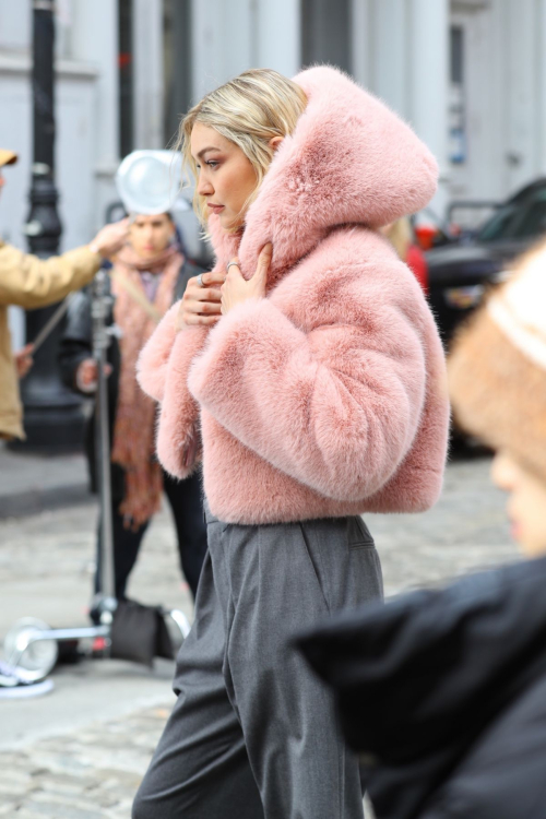 Gigi Hadid on the Set of Maybelline Commercial on Mercer Street in New York, March 2024 2