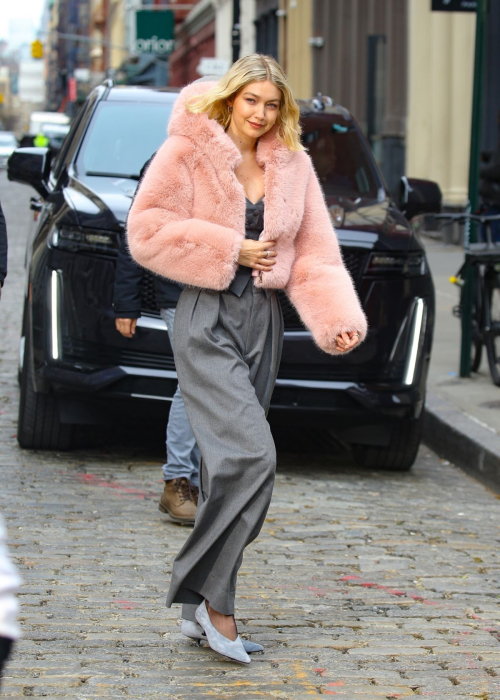 Gigi Hadid on the Set of Maybelline Commercial on Mercer Street in New York, March 2024 8