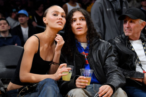 Lily-Rose Depp and 070 Shake at Los Angeles Lakers Game, March 2024 9