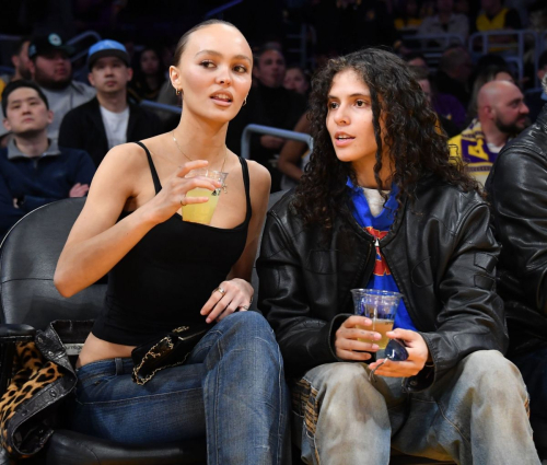 Lily-Rose Depp and 070 Shake at Los Angeles Lakers Game, March 2024 2