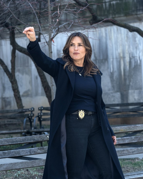 Mariska Hargitay and Cast on Law and Order: SVU Set, March 2024 1