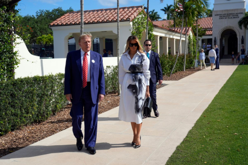 Melania and Donald Trump Arriving to Vote in Florida