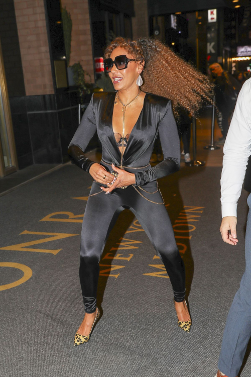 Melanie Brown in a Black Catsuit Night Out in New York 1