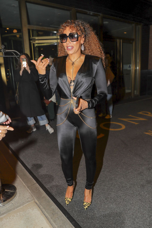 Melanie Brown in a Black Catsuit Night Out in New York 4