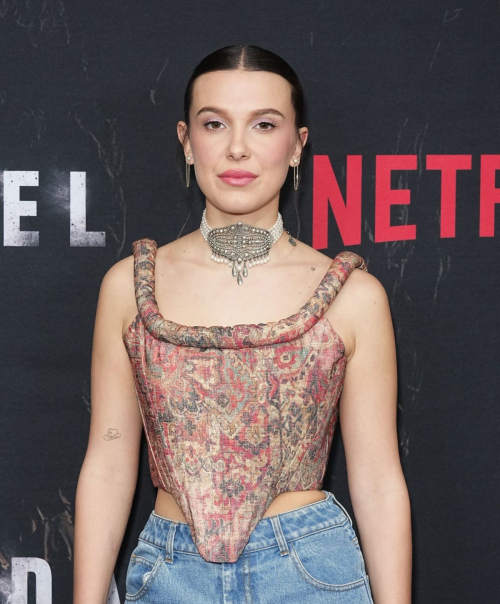 Millie Bobby Brown at Damsel Photocall in New York, February 2024