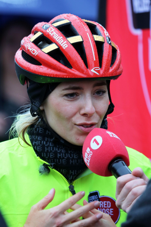 Mollie King Completing Red Nose Day Charity Cycle Ride, March 2024 3