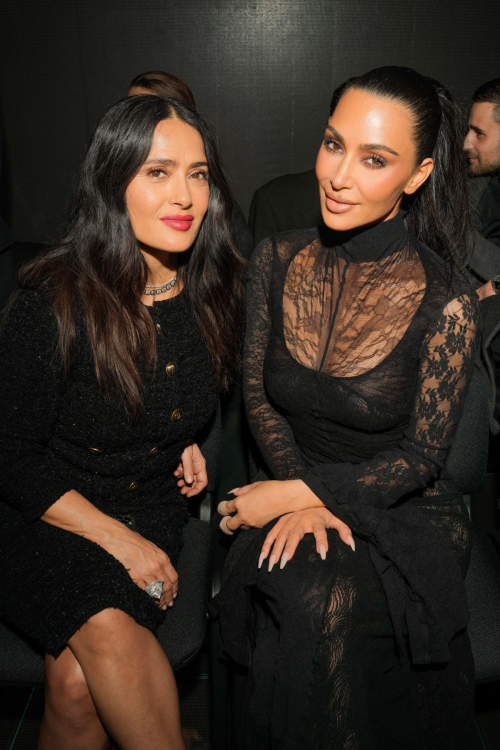 Salma Hayek and Kim Kardashian at Balenciaga Autumn/Winter Show Paris Fashion Week, March 2024