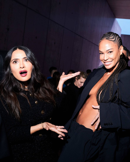 Salma Hayek and Kim Kardashian at Balenciaga Autumn/Winter Show Paris Fashion Week, March 2024 3