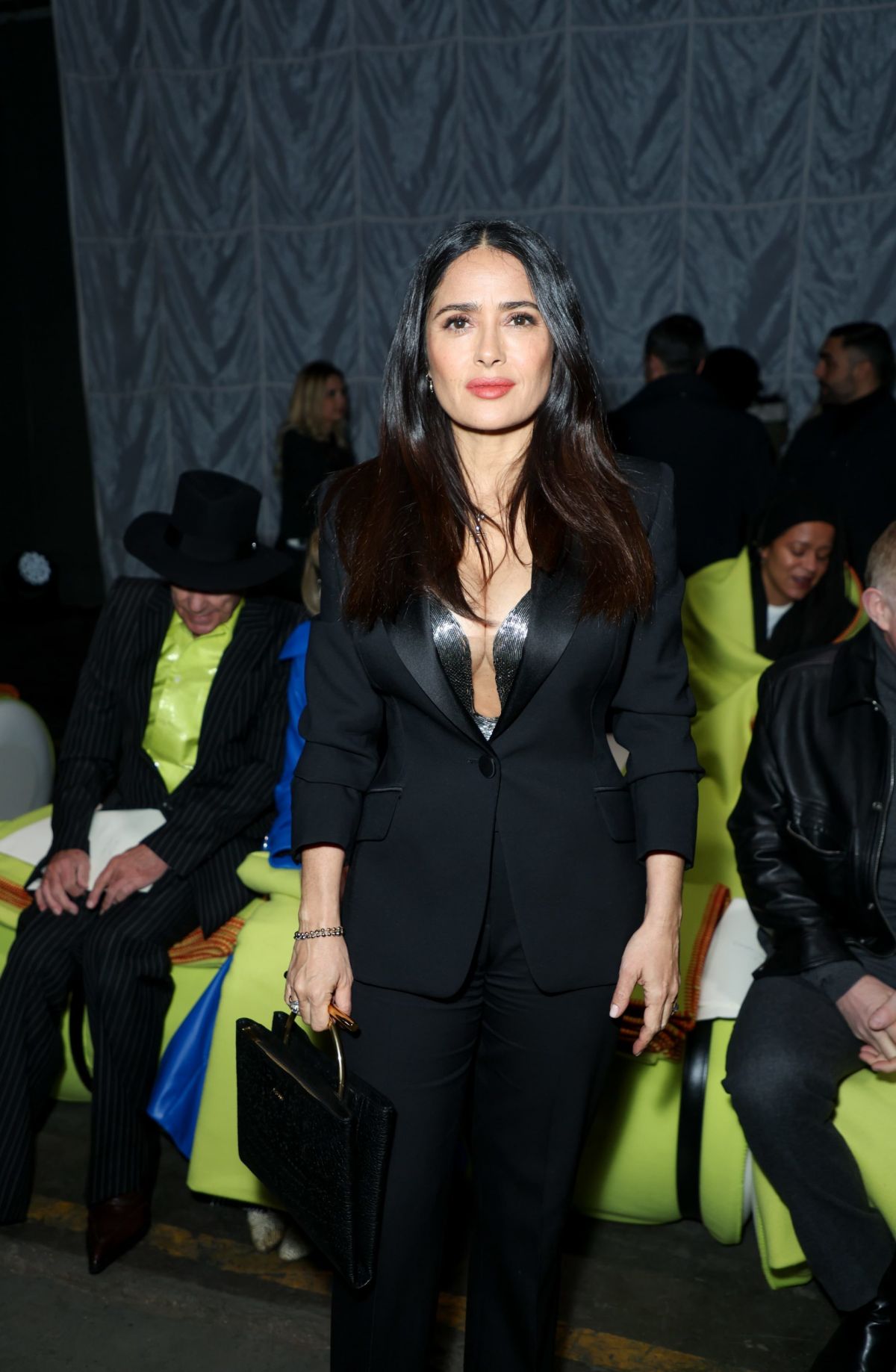 Salma Hayek at Alexander McQueen AW24 Show at Paris Fashion Week, March 2024