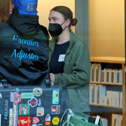 Scarlett Johansson Directing at Apple Store for Eleanor the Great New York, March 2024