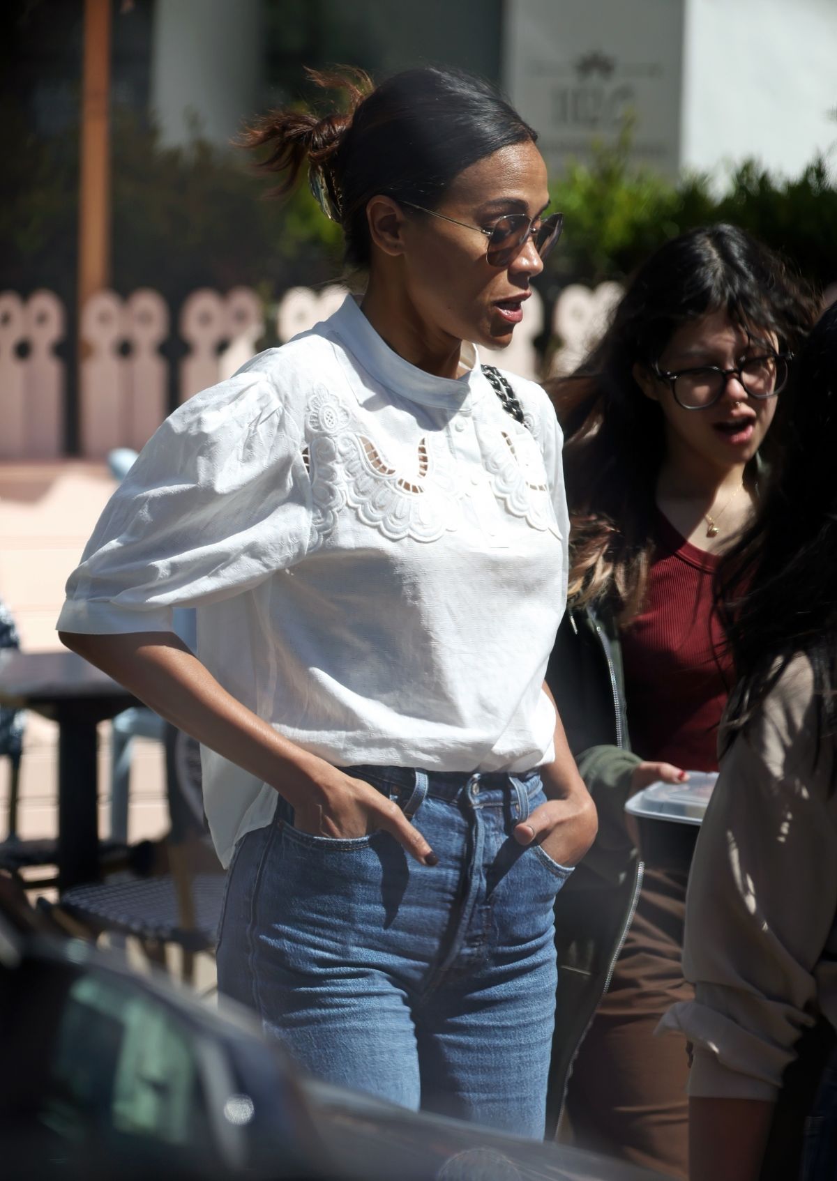 Zoe Saldana Lunch with Friends at The Honor Bar Montecito, March 2024