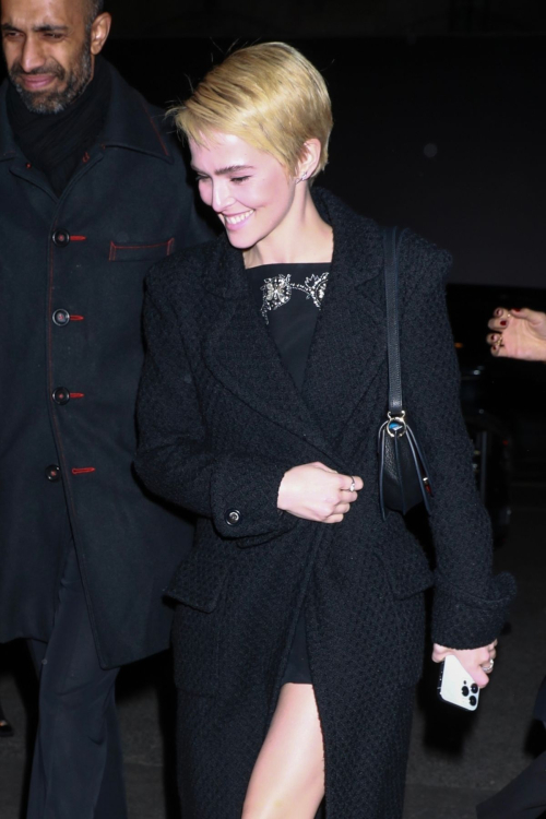 Zoey Deutch Arrives at Costes at Paris Fashion Week, March 2024