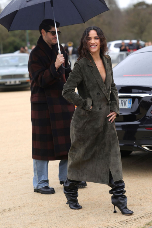 Adria Arjona Arrives at Loewe Womenswear Show at Paris Fashion Week 2