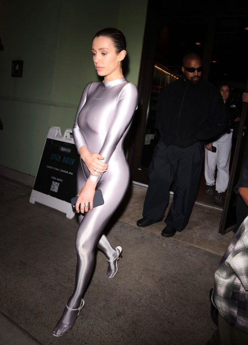 Bianca Censori Silver Catsuit Family Outing Los Angeles 1