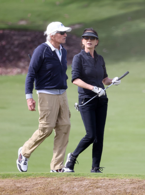 Catherine Zeta Jones and Michael Douglas Golfing in Montecito