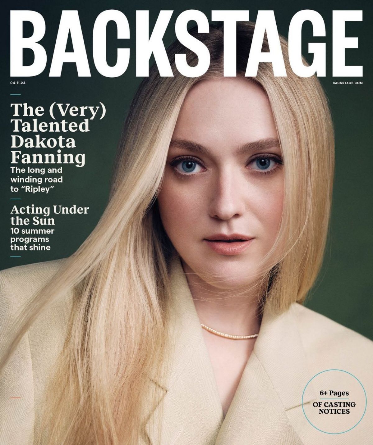 Dakota Fanning Covers Backstage Magazine April 2024 Issue